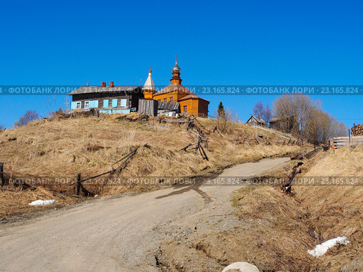 Село Усть-Уса, Усинский район,Коми (2016 год). Стоковое фото, фотограф Сергей Гаврилов / Фотобанк Лори