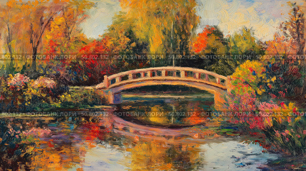 Serene riverside walk in autumn with trees and sunlight reflecting on the water in a charming city. Стоковое AI-изображение, AI-художник Михаил Коханчиков / Фотобанк Лори