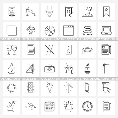 Set of 36 Modern Line Icons of file format, file type, nails, file, north Vector Illustration. Стоковая иллюстрация, агентство Ingram Publishing / Фотобанк Лори
