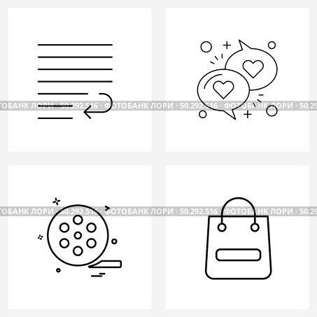 Set of 4 Universal Line Icons of editing, camcorder, indent, sms, bag Vector Illustration. Стоковая иллюстрация, агентство Ingram Publishing / Фотобанк Лори