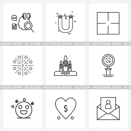 Set of 9 UI Icons and symbols for celebrations, year, select, new, celebration Vector Illustration. Стоковая иллюстрация, агентство Ingram Publishing / Фотобанк Лори