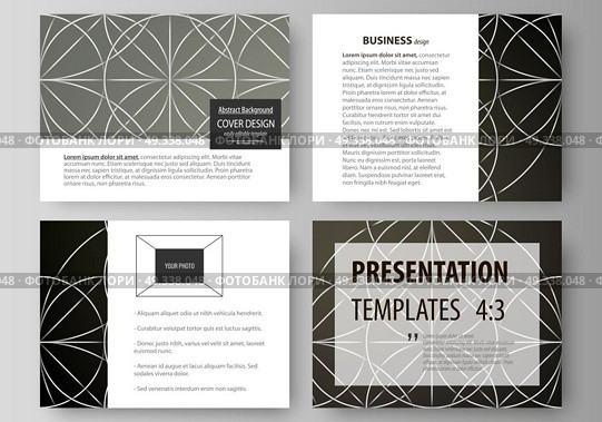 Set of business templates for presentation slides. Easy editable vector layouts in flat design. Celtic pattern. Abstract ornament, geometric vintage texture, medieval classic ethnic style.. Set of business templates for presentation slides. Easy editable abstract vector layouts in flat design. Celtic pattern. Abstract ornament, geometric vintage texture, medieval classic ethnic style. Стоковая иллюстрация, агентство Ingram Publishing / Фотобанк Лори