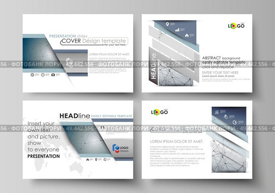 Set of business templates for presentation slides. Easy editable abstract vector layouts in flat design. DNA and neurons molecule structure. Medicine, science, technology concept. Scalable graphic. Set of business templates for presentation slides. Easy editable abstract vector layouts in flat design. DNA and neurons molecule structure. Medicine, science, technology concept. Scalable graphic. Стоковая иллюстрация, агентство Ingram Publishing / Фотобанк Лори