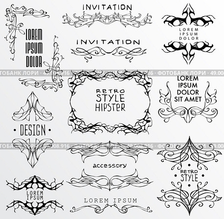 Set of calligraphic and floral design elements.. Set of calligraphic and floral . Стоковая иллюстрация, агентство Ingram Publishing / Фотобанк Лори