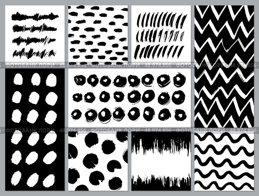 Set of creative cards with blots and scribbles. Vector illustration. Стоковая иллюстрация, агентство Ingram Publishing / Фотобанк Лори