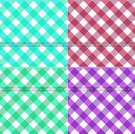 Set of Gingham seamless pattern. Стоковая иллюстрация, агентство Ingram Publishing / Фотобанк Лори