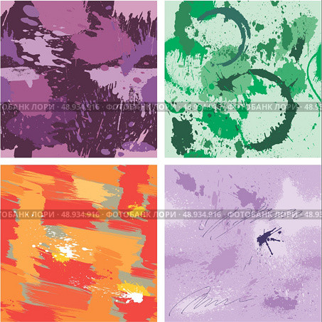 Set of seamless pattern with blots and ink splashes. Abstract background for design in grunge style. Ready to use as swatch. . Стоковая иллюстрация, агентство Ingram Publishing / Фотобанк Лори