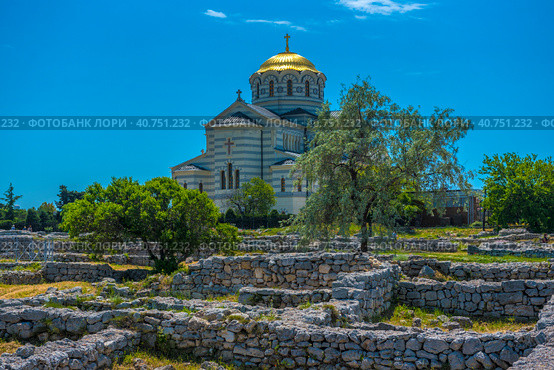 Sevastopol Historical and archaeological reserve "Tauric Chersonesos". Cathedral of St. Vladimir (2021 год). Редакционное фото, фотограф Анна Кривицкая / Фотобанк Лори