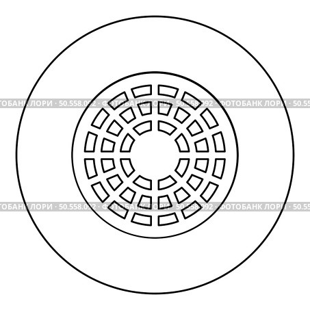 Sewer hatch manhole cover icon in circle round black color vector illustration image outline contour line thin style simple. Sewer hatch manhole cover icon in circle round black color vector illustration image outline contour line thin style. Стоковая иллюстрация, агентство Ingram Publishing / Фотобанк Лори