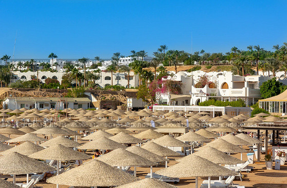 Sharm El Sheikh, Egypt - November 15, 2024: Domina Coral Bay all inclusive beach hotel. Red Sea. Редакционное фото, фотограф Григорий Стоякин / Фотобанк Лори