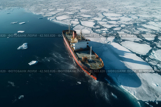 Ship breaking the sea ice. Generate ai. Стоковое AI-изображение, AI-художник Иван Рябоконь / Фотобанк Лори