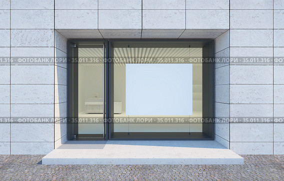 Shop showcase and entrance, 3d rendering. Стоковая иллюстрация, иллюстратор Дмитрий Кутлаев / Фотобанк Лори