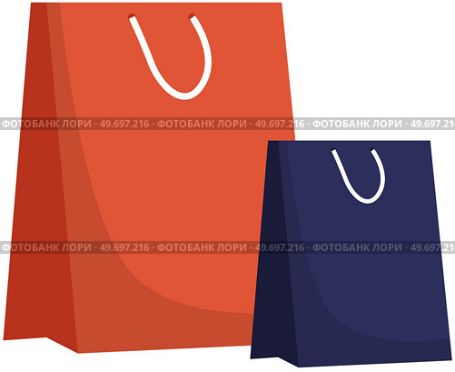 Shopping paper bag small and big empty, vector illustration paper package with handles for goods square shape packaging for purchases. Fashion package for gifts, for advertising and branding. Shopping paper bag small and big empty, vector illustration paper package with handles for goods. Стоковая иллюстрация, агентство Ingram Publishing / Фотобанк Лори