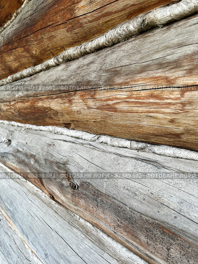 Швы деревянного сруба (конопатка паклей, джутом) Стоковое фото, фотограф Дарья Смолкина / Фотобанк Лори