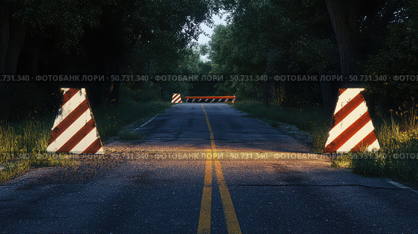 sign road closed detour. Стоковое фото, фотограф Vectorwin / Фотобанк Лори