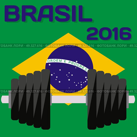 Sign Sport country with flag of Brazil with inscription in Portu. Sign Sport country with flag of Brazil with inscription in Portuguese. Vector Illustration. EPS10. Стоковая иллюстрация, агентство Ingram Publishing / Фотобанк Лори