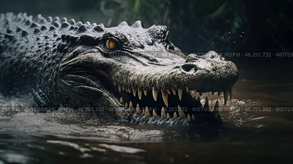 silently crocodile water ai generated. Стоковое AI-изображение, AI-художник Vectorwin / Фотобанк Лори