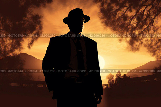 Silhouette fbi agent warehouse facility. Generate Ai. Стоковое AI-изображение, AI-художник Иван Рябоконь / Фотобанк Лори