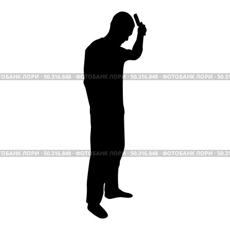 Silhouette man is combing hair use hairbrush side view black color vector illustration flat style simple image. Silhouette man is combing hair use hairbrush side view black color vector illustration flat style image. Стоковая иллюстрация, агентство Ingram Publishing / Фотобанк Лори