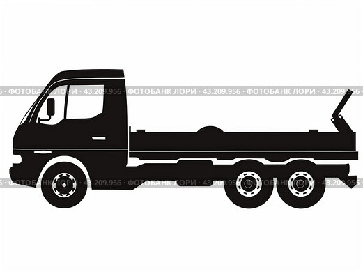 Silhouette of a Flatbed Truck. Стоковое AI-изображение, AI-художник Кирилл Черезов / Фотобанк Лори
