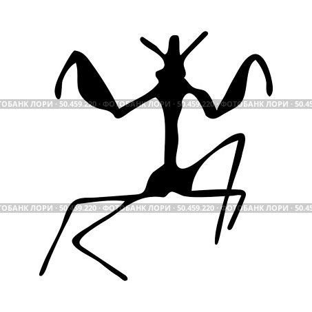 Silhouette of mantis. Mantis close-up detailed. Vector mantis icon on white background. Стоковая иллюстрация, агентство Ingram Publishing / Фотобанк Лори