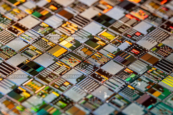 Silicon semiconductor wafer close-up. Стоковое фото, фотограф Андрей Армягов / Фотобанк Лори