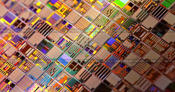 Silicon semiconductor wafer close-up. Стоковое фото, фотограф Андрей Армягов / Фотобанк Лори