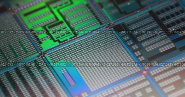 Silicon semiconductor wafer close-up. In electronics, a wafer also called a slice or substrate is a thin slice of semiconductor, a crystalline silicon, used for the fabrication of integrated circuits. Стоковое видео, видеограф Андрей Армягов / Фотобанк Лори