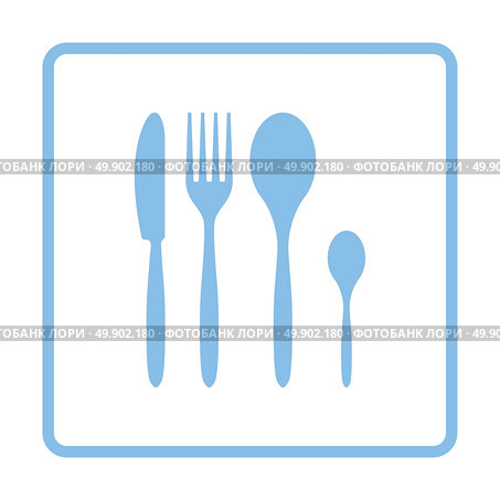 Silverware set icon. Blue frame design. Vector illustration. Стоковая иллюстрация, агентство Ingram Publishing / Фотобанк Лори