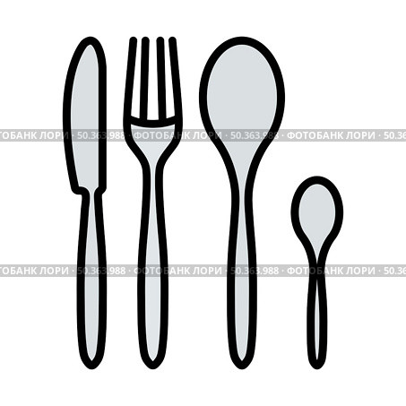 Silverware Set Icon. Editable Bold Outline With Color Fill Design. Vector Illustration. Стоковая иллюстрация, агентство Ingram Publishing / Фотобанк Лори
