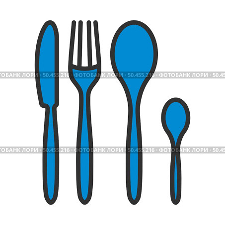 Silverware Set Icon. Editable Bold Outline With Color Fill Design. Vector Illustration. Стоковая иллюстрация, агентство Ingram Publishing / Фотобанк Лори