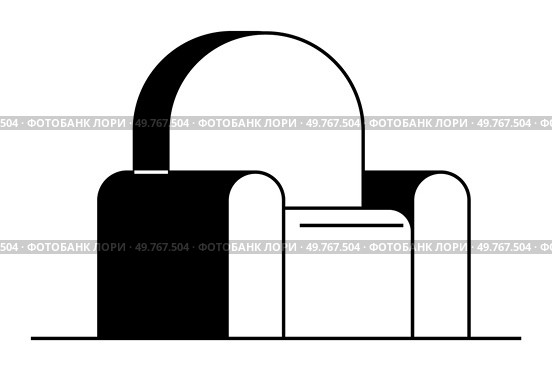 Simple, elegant armchair with a half-circle backrest in black and white tones. Ideal for interior design, modern furniture, minimalist decor, architecture, home comfort. Geometric simplicity style.. Modern Minimalist Black and White Armchair Design Perfect Balance of Form and Function. Стоковая иллюстрация, агентство Ingram Publishing / Фотобанк Лори
