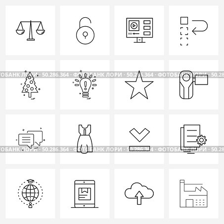 Simple Set of 16 Line Icons such as bulb, celebrations, YouTube, Christmas, arrow Vector Illustration. Стоковая иллюстрация, агентство Ingram Publishing / Фотобанк Лори