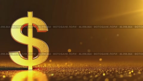 Символ золотого доллара на золотом фоне с блестками. Стоковое AI-видео, аниматор Анжелика Самсонова / Фотобанк Лори