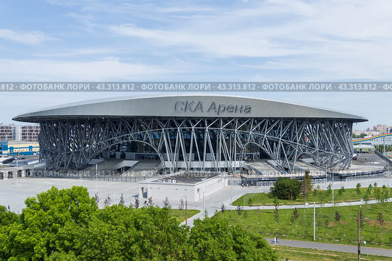 СКА Арена, крупнейший хоккейный стадион в Санкт-Петербурге, вид сверху (2024 год). Редакционное фото, фотограф Головкова Елена / Фотобанк Лори