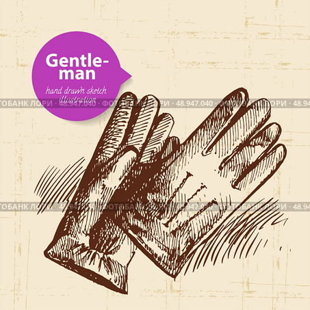 Sketch gentlemen accessory. Hand drawn men illustration. Стоковая иллюстрация, агентство Ingram Publishing / Фотобанк Лори