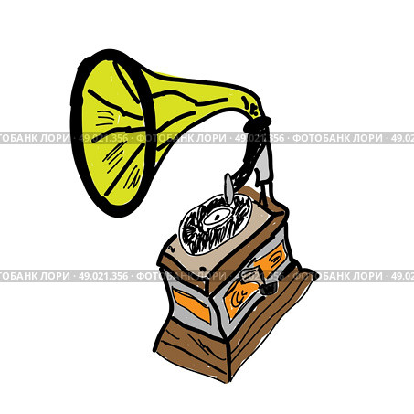 sketch illustration of phonograph. Стоковая иллюстрация, агентство Ingram Publishing / Фотобанк Лори