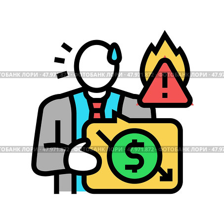 skewed management values organizational crisis color icon vector illustration. Стоковая иллюстрация, иллюстратор Vectorwin / Фотобанк Лори