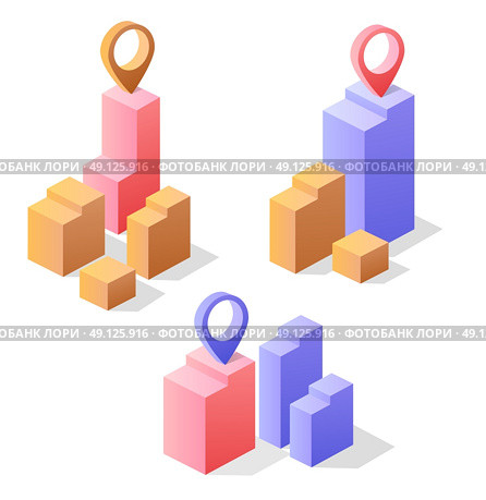Skyscrapers, urban high-rise home. Set of objects for urban design. Стоковая иллюстрация, агентство Ingram Publishing / Фотобанк Лори