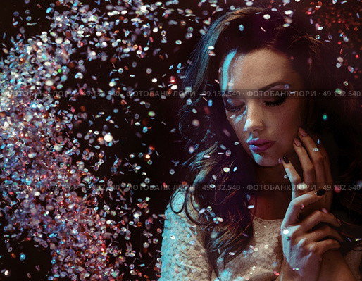Smart lady with her lovely colorful diamonds. Стоковое фото, агентство Ingram Publishing / Фотобанк Лори
