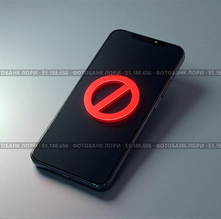 Смартфон блокировка, call ban. Стоковое AI-изображение, AI-художник Инна Пецко / Фотобанк Лори