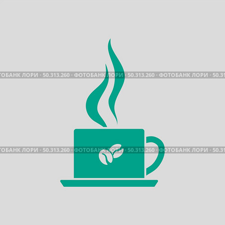 Smoking Cofee Cup Icon. Green on Gray Background. Vector Illustration. Стоковая иллюстрация, агентство Ingram Publishing / Фотобанк Лори