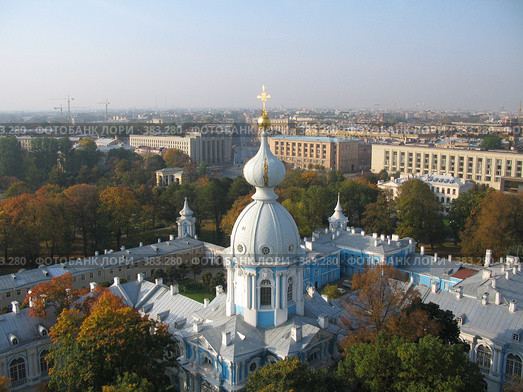 Смольный собор Санкт-Петербург Осень (2007 год). Стоковое фото, фотограф Сычёва Надежда / Фотобанк Лори