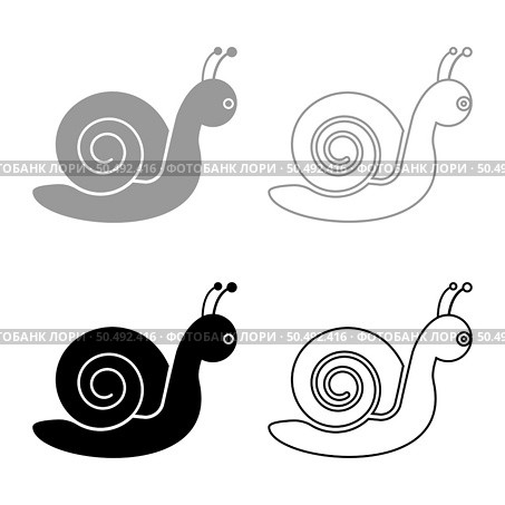 Snail mollusc set icon grey black color vector illustration image simple solid fill outline contour line thin flat style. Snail mollusc set icon grey black color vector illustration image solid fill outline contour line thin flat style. Стоковая иллюстрация, агентство Ingram Publishing / Фотобанк Лори