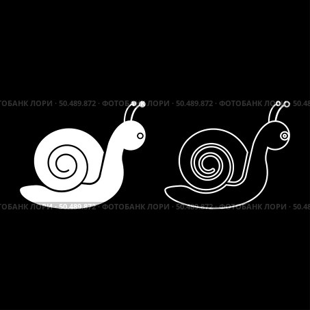 Snail mollusc set icon white color vector illustration image simple solid fill outline contour line thin flat style. Snail mollusc set icon white color vector illustration image solid fill outline contour line thin flat style. Стоковая иллюстрация, агентство Ingram Publishing / Фотобанк Лори