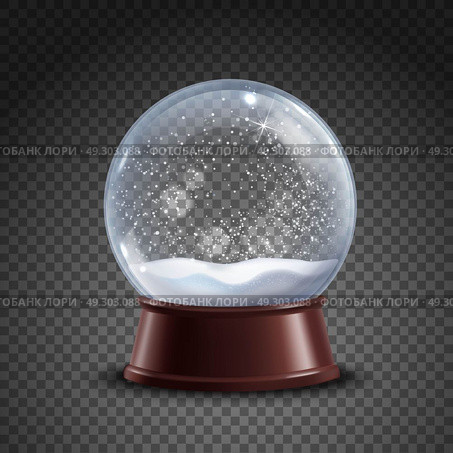 Snow Globe Composition. Realistic colored snow globe composition on transparent background with shadows and lights vector illustration. Стоковая иллюстрация, агентство Ingram Publishing / Фотобанк Лори