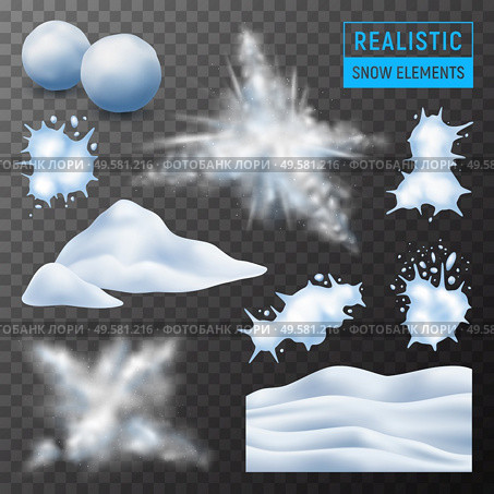 Snow powdery wavy snowdrift mound exploding bursting snowballs splats realistic elements set dark transparent background vector illustration. Стоковая иллюстрация, агентство Ingram Publishing / Фотобанк Лори