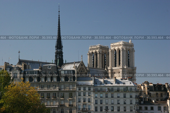 Собор Парижской Богоматери (Нотр-Дам-де-Пари), Париж (2008 год). Стоковое фото, фотограф Евгений Ковалев / Фотобанк Лори