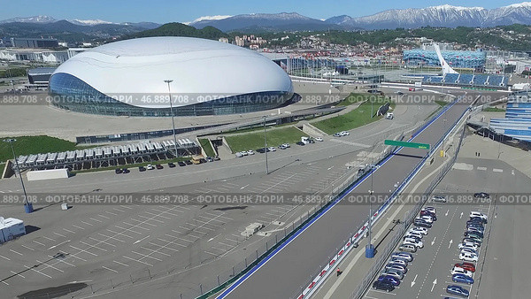 SOCHI, RUSSIA Construction of Bolshoy Ice Dome in Sochi, Russia for Winter Olympic Games 2014. Стоковое фото, фотограф David Kashakhi / Фотобанк Лори