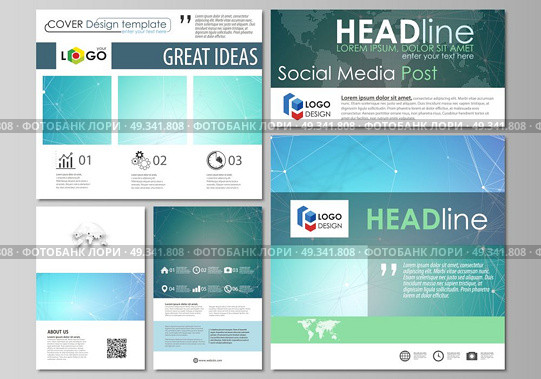Social media posts set. Abstract flat design template, vector layouts in popular formats. Chemistry pattern, connecting lines and dots, molecule structure, medical DNA research. Medicine concept.. Social media posts set. Business templates. Easy editable abstract flat design template, vector layouts in popular formats. Chemistry pattern, connecting lines and dots, molecule structure, medical DNA research. Medicine concept. Стоковая иллюстрация, агентство Ingram Publishing / Фотобанк Лори